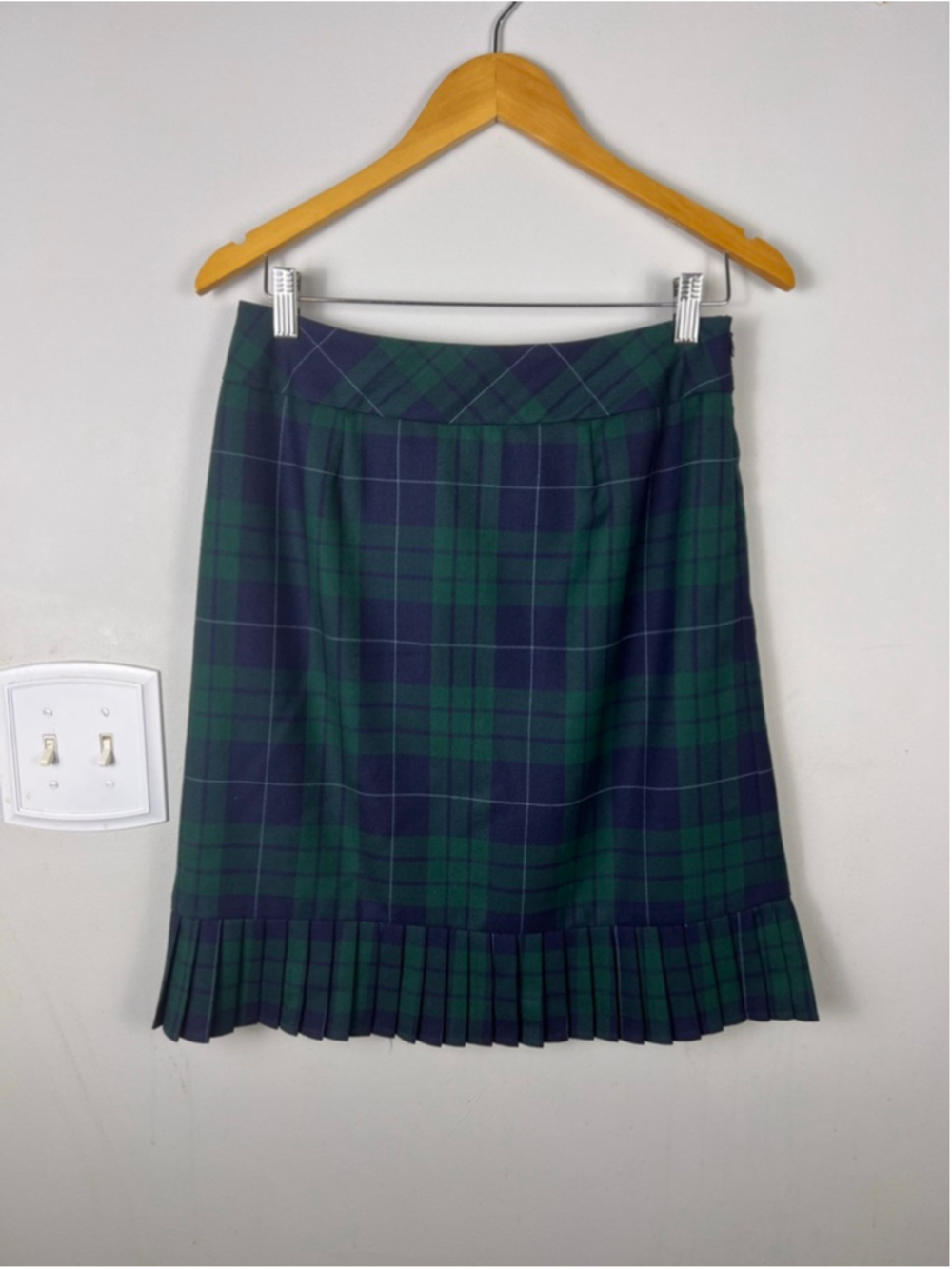 Pendleton Blackwatch Plaid Wool Pleated Skirt 8 P Made In USA Vintage Academia